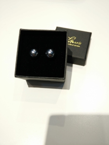Pearl Shell 8mm 925 Earring-Black