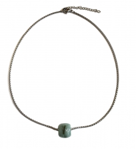 A Grade  Jade Barrel pendant in Stainless Steel Chain
